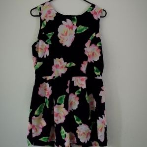 Deep navy blue pink floral romper jumpsuit